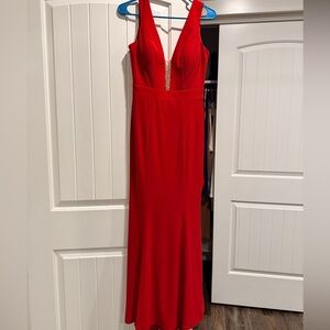 Xscape Vibrant Red Backless Dress